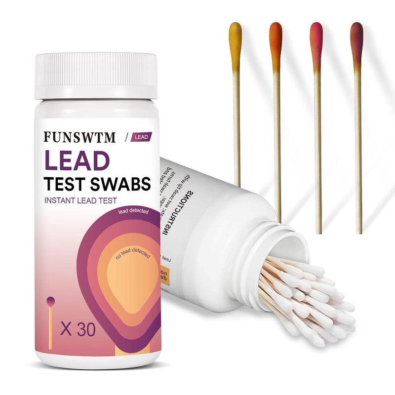 FUNSWTM مجموعة اختبار الرصاص - 30 قطعة من مسحات اختبار الرصاص - مجموعة اختبار رصاص فورية خلال 30 ثانية للأطباق، الطلاء، السيراميك، الألعاب، الخشب، الفولاذ المقاوم للصدأ وجميع الأسطح - Image 1